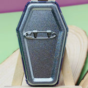 Custom Spot Holo Coffin Shape Button Pins