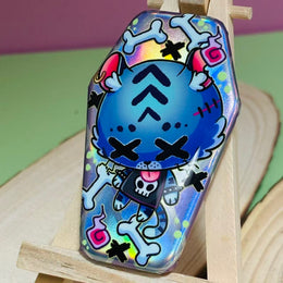 Custom Spot Holo Coffin Shape Button Pins