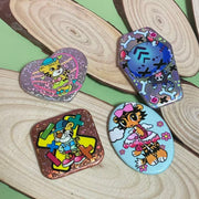 Custom Shaped Spot-holo Base Button Pins