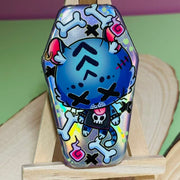 Custom Spot Holo Coffin Shape Button Pins