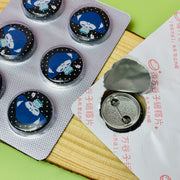Custom 6pcs 25mm Button Pins in One Aluminum Foil Packing